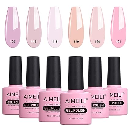 AIMEILI Soak Off Nude Pink Sada gelových laků na nehty, 6x8ml