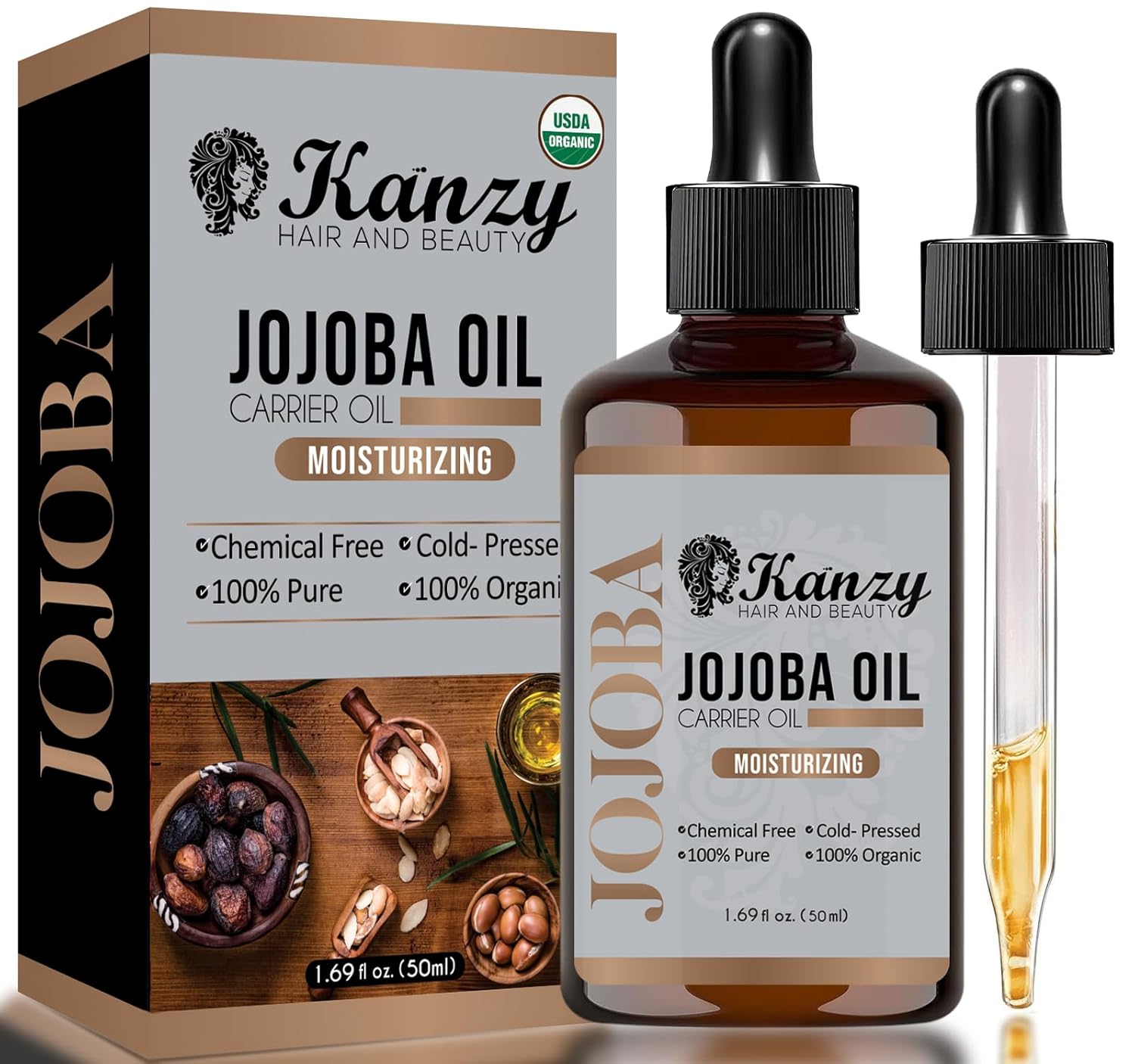Kanzy Organický jojobový olej lisovaný za studena, 50 ml