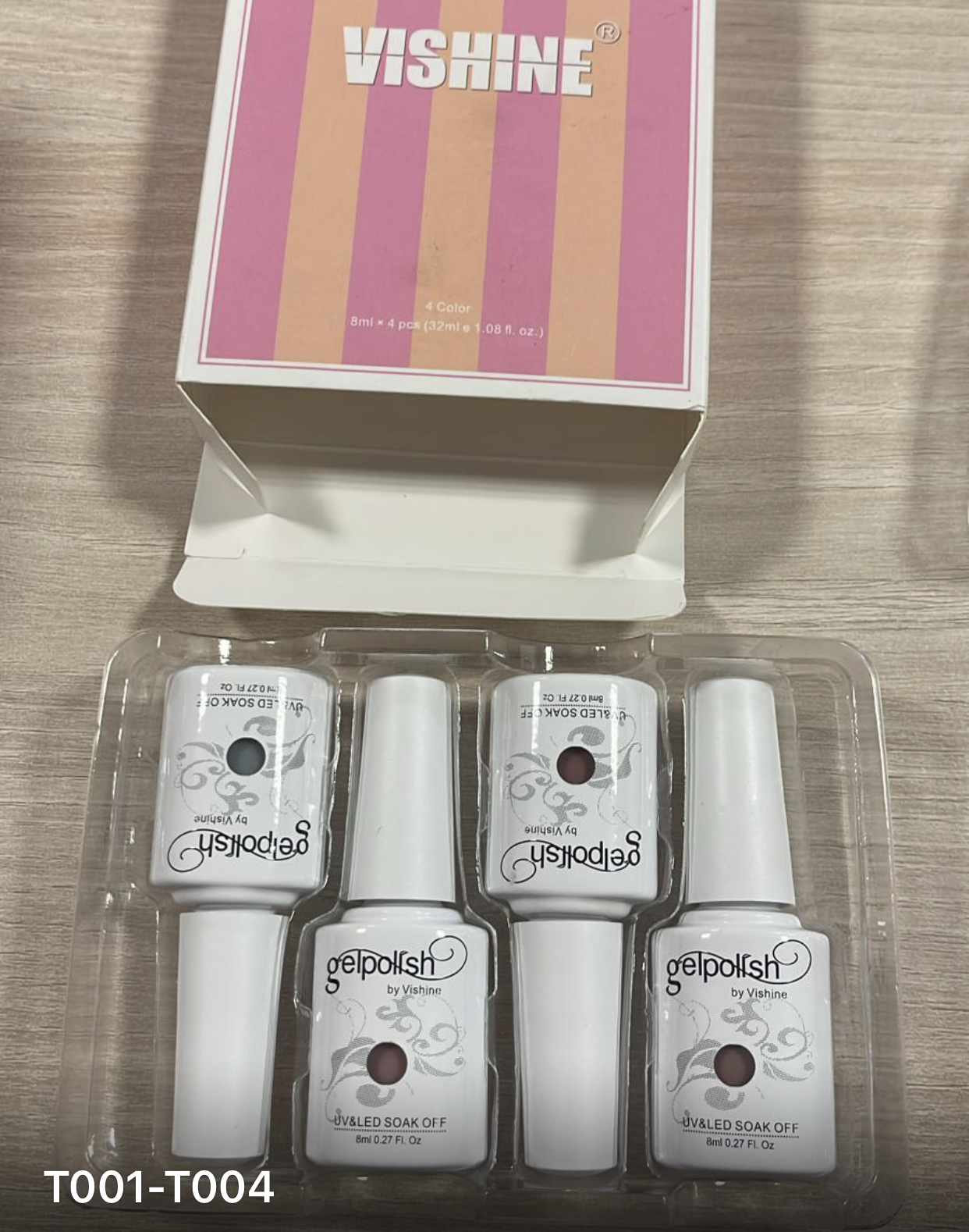 Vishine 8ml 4ks gel lak na nehty T001 - T004