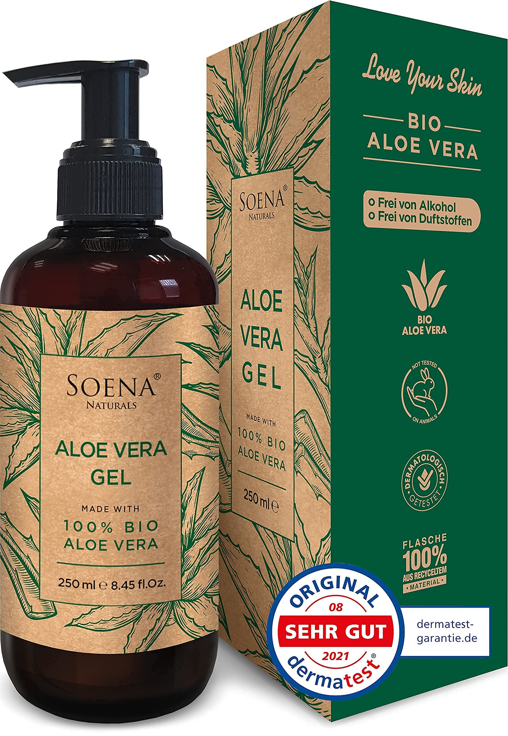 SOENA SOENA-  Aloe Vera Gel 100% Organic Aloe Vera, 250ml