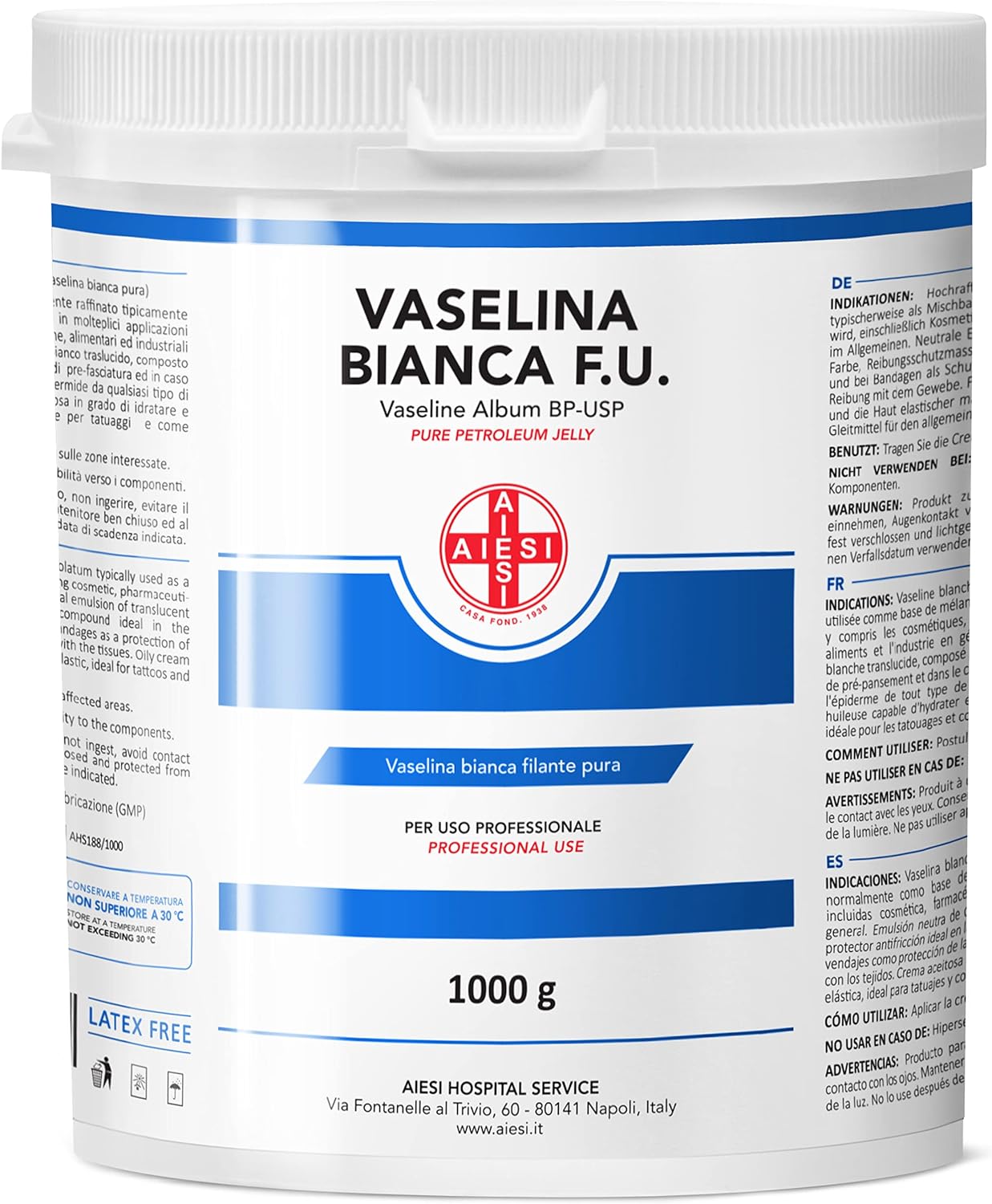 AIESI Bílá vazelína BP-USP Pro profesionální použití 1000g