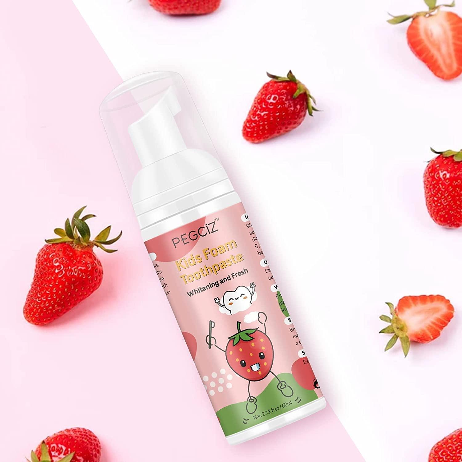 Pegciz Pegciz- Pěnová zubní pasta pro děti- Příchuť jahoda, 60ml