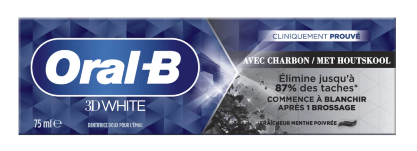 Oral-B 3D White s aktivním uhlím 75ml (bez krabičky)