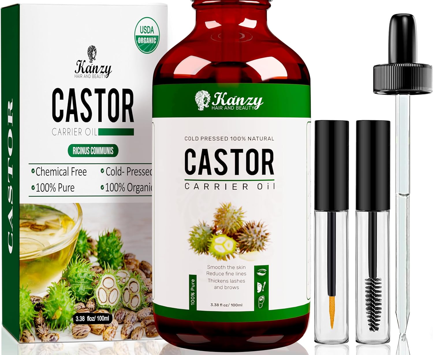 Kanzy organický ricinový olej pro růst řas a obočí 100 ml