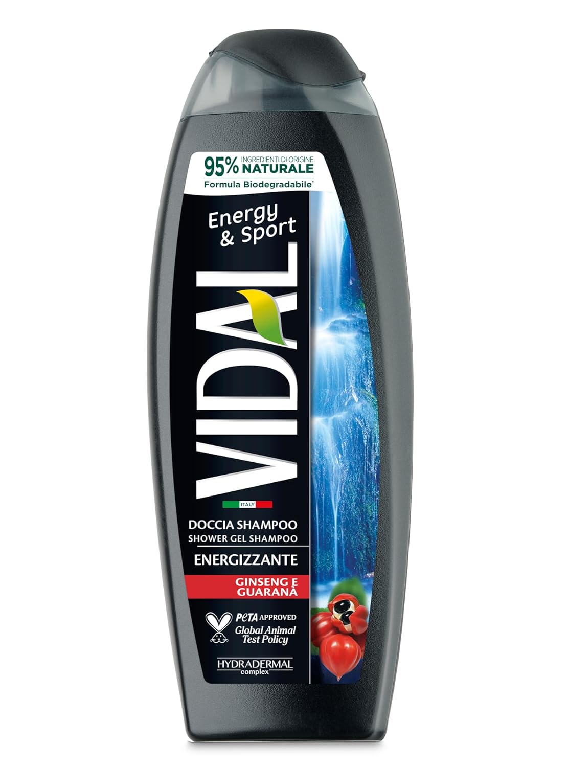 Levně Vidal Energy & Sport sprchový gel, povzbuzující s ženšenem a guaranou, 250 ml