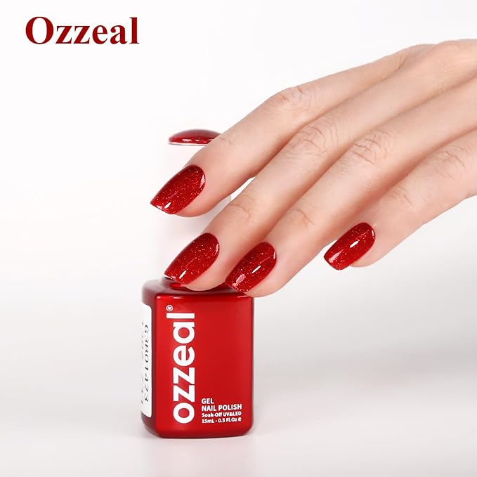 Ozzeal Red Glitter Gel Polish, 15ml