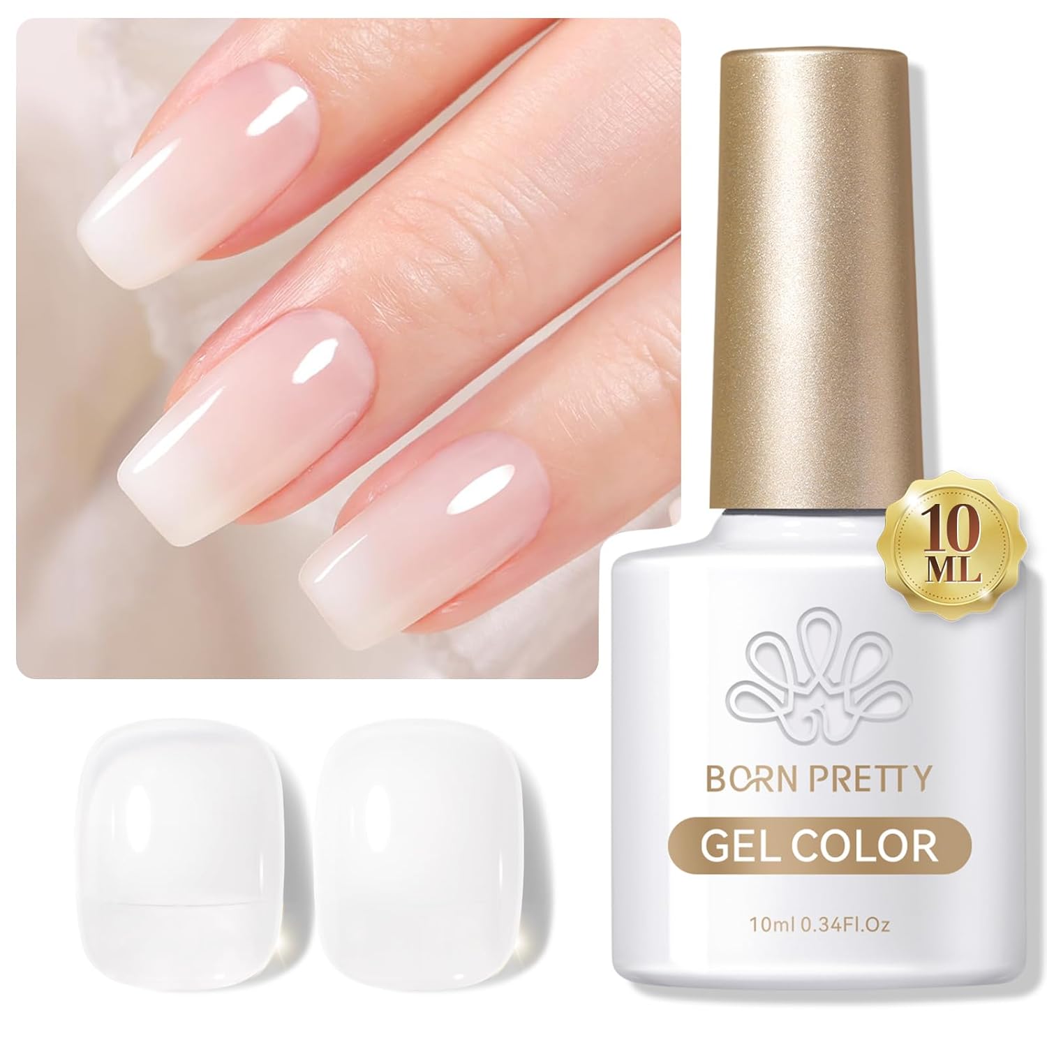 Born Pretty Jelly White gelový lak na nehty, 10ml