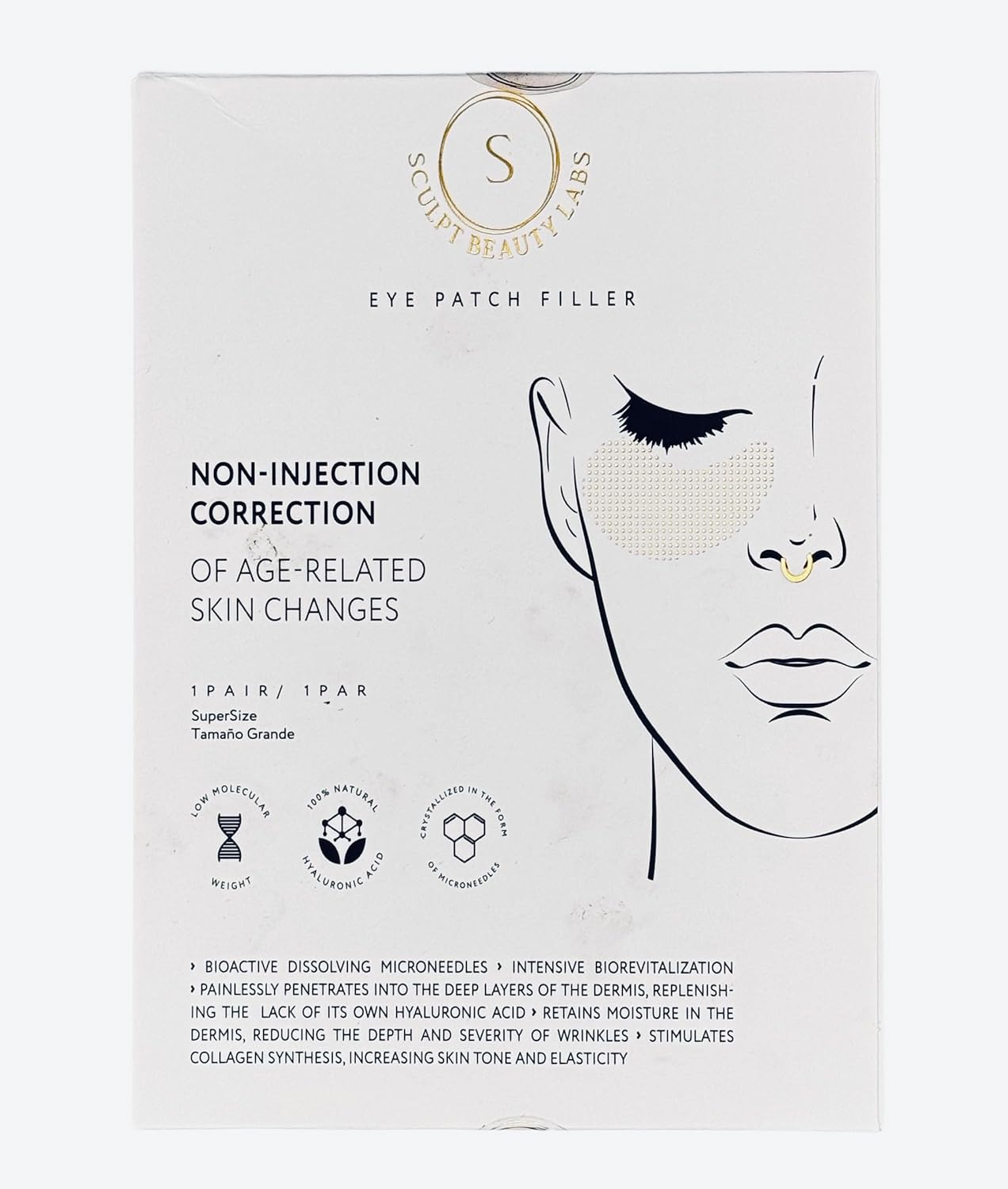 SSCALP Beauty labs SCULPT Beauty labs Mikrojehličkové náplasti na oči, proti vráskám, kyselina hyaluronová a niacinamid 1 pár