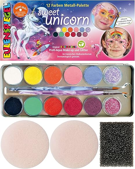 Eulenspiegel - Paleta pro malování na obličej Sweet Unicorn 12 fareb