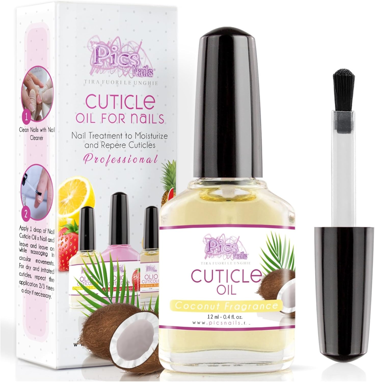 Levně Pics Nails Professional Olej na nehtovou kůžičku - kokosový ořech 12ml (bez krabičky)