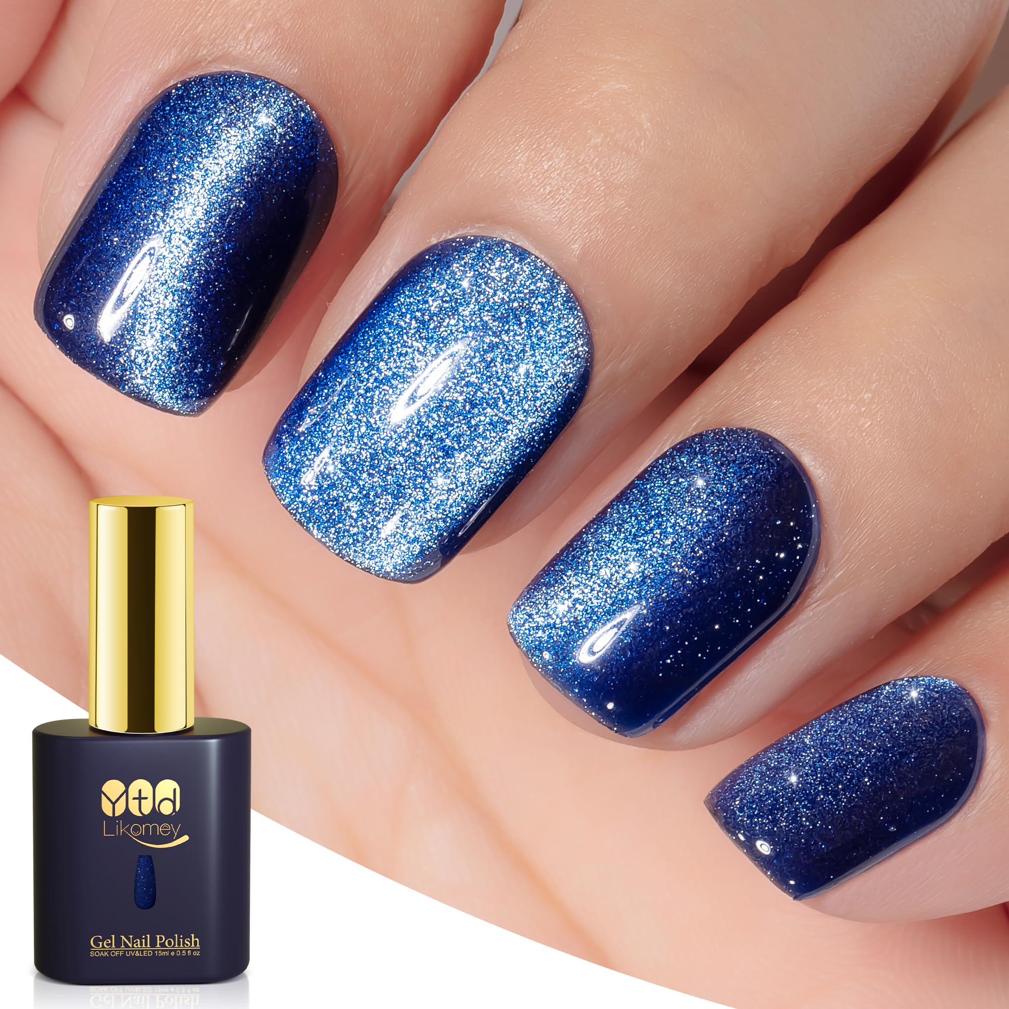 Likomey Likomey- modrý gelový lak cat eye s magnetem, 15ml