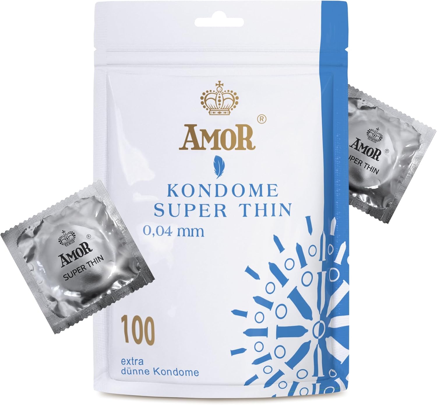 Kondomy Amor Premium Super Thin, extra tenká stěna 0,04 mm 100 ks
