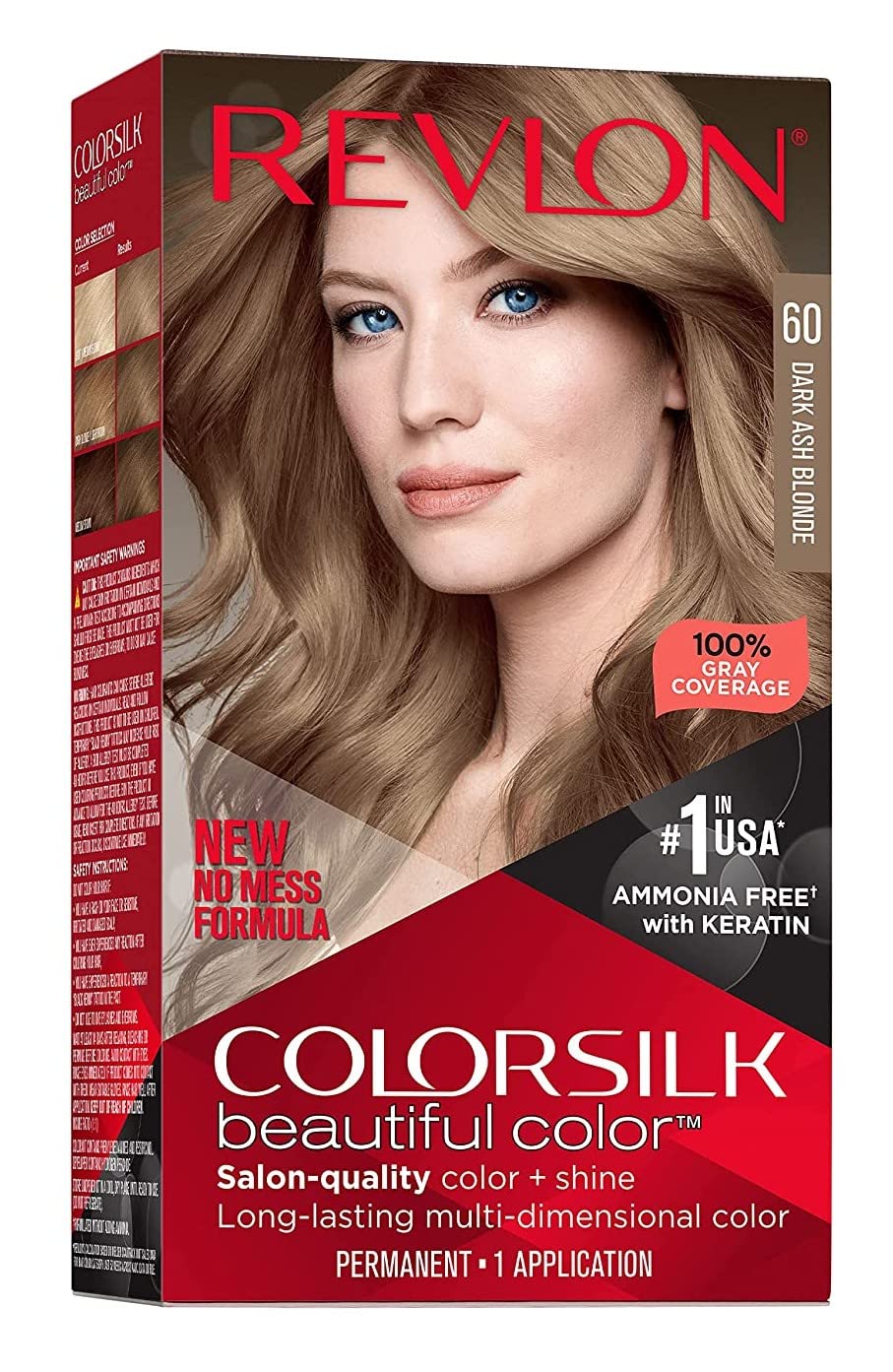 Revlon Colorsilk beautiful color Permanentní barva na vlasy s keratinem, bez amoniaku, 60 DARK ASH BLONDE