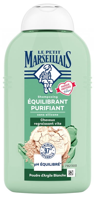 Le Petit Marseillais Čisticí a vyrovnávací šampon s bílým jílovým práškem 250 ml