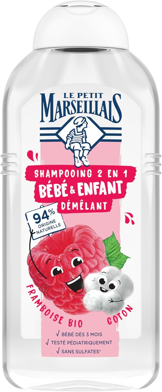 Le Petit Marseillais Šampon 2 v 1 pro kojence a děti, organický malinový a bavlněný (300 ml)