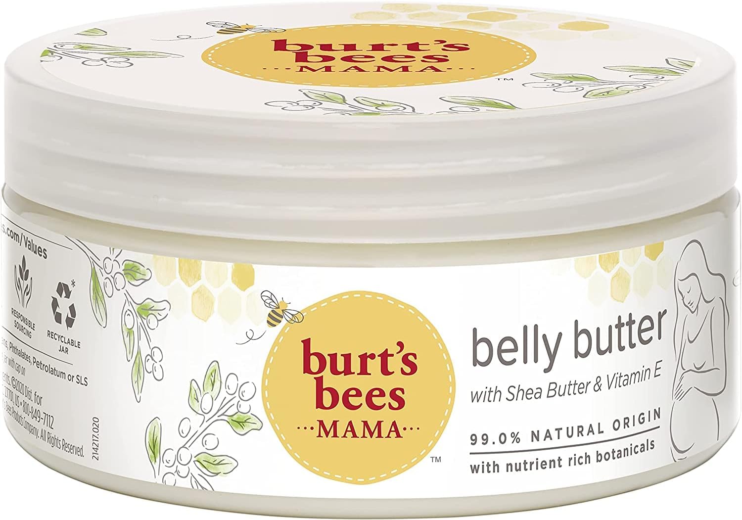 Burt's Bees Mama Bee tělové máslo bez parfemace, na bříško, 185 g