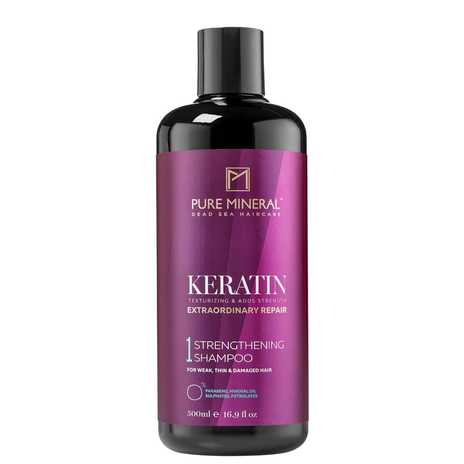 PURE MINERAL Šampon s čistým minerálním keratinem pro hladké a lesklé vlasy 500 ml