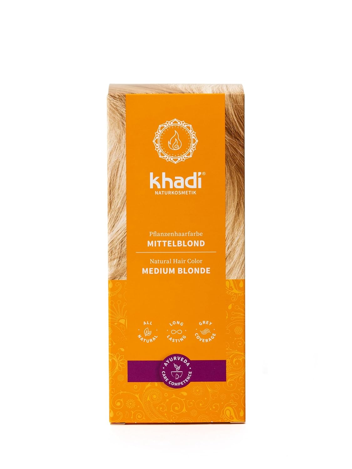 Rostlinná barva na vlasy Khadi MEDIUM BLOND, 100 g-poškozená krabice