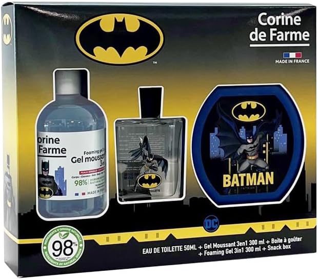 Corine de Farme - Batman sada s toaletní vodou 50 ml, pěnou do koupele 300 ml a krabičkou na svačinu