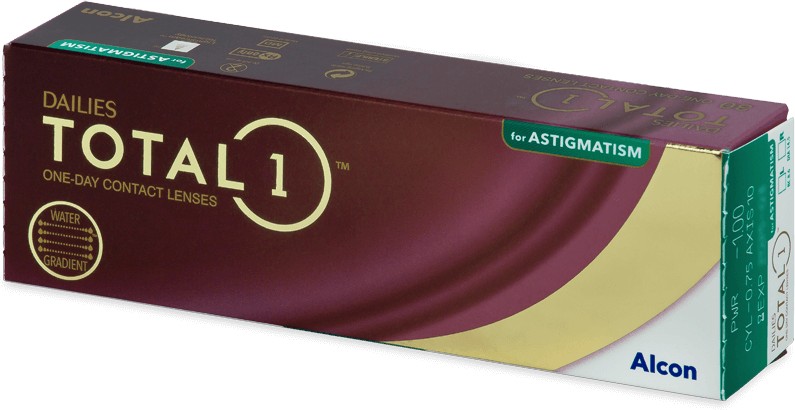 Alcon Dailies Total1 pro astigmatismus, +1,00 dioptrie, balení po 30 ks