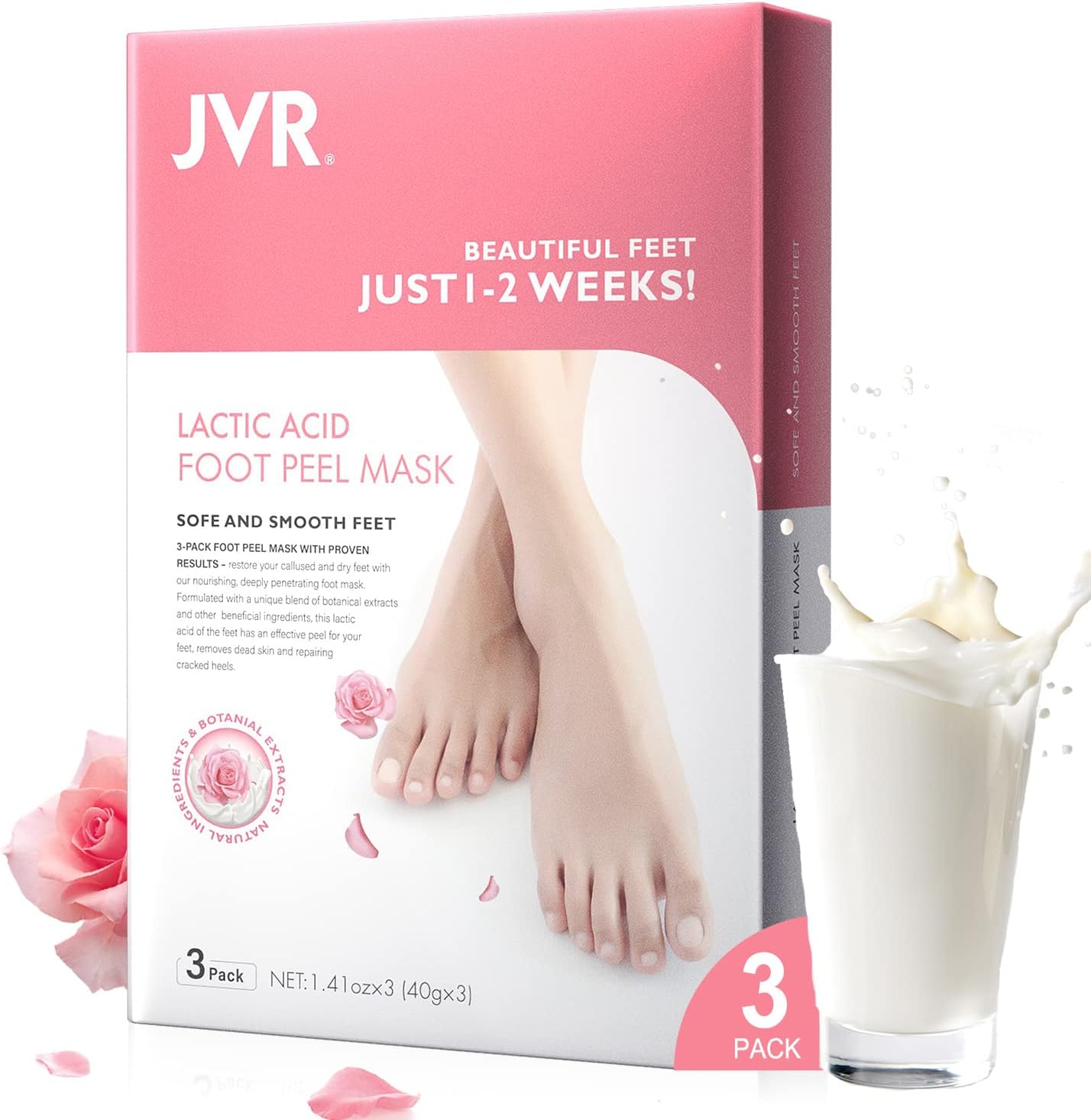 JVR Peelingová maska ​​na nohy - 40 g x 3 páry - Exfoliační