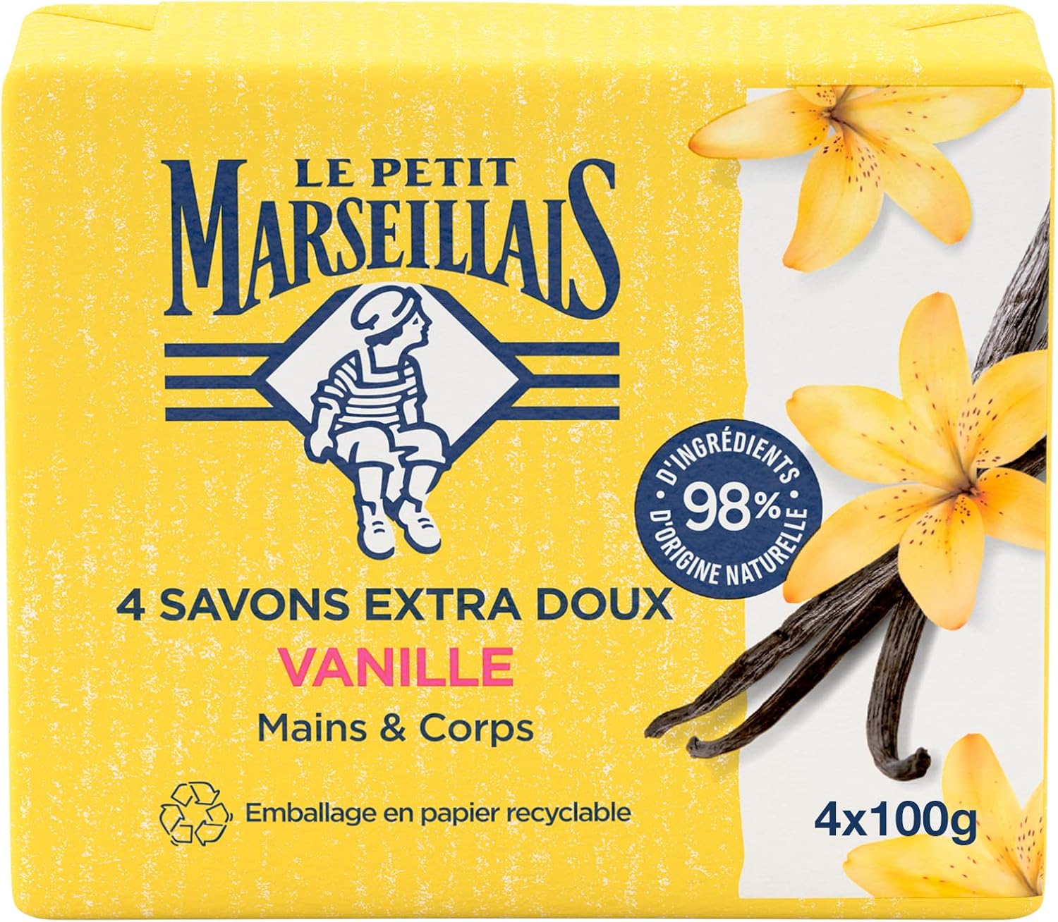 Le Petit Marseillais Extra jemné mýdlo Vanilka 4 x 100g