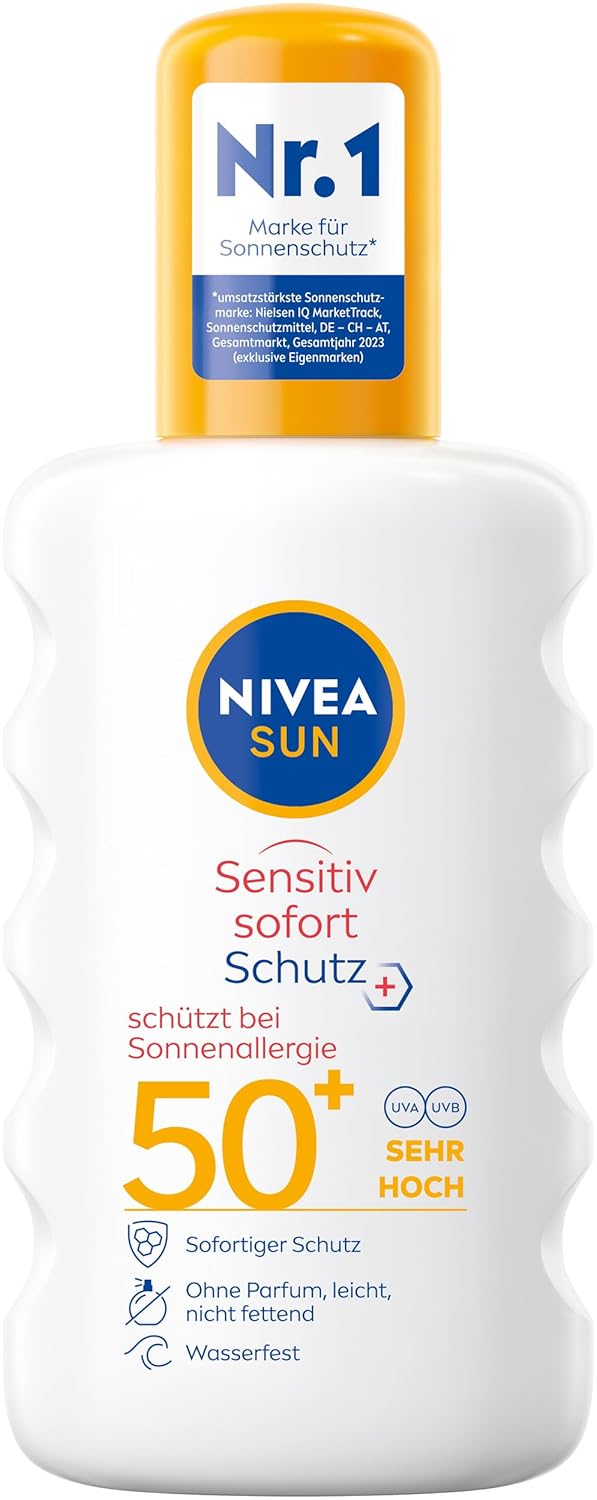 NIVEA Sun Sensitive Instant Protection spf 50+ opalovací sprej pro citlivou pleť 200 ml-bez víčka