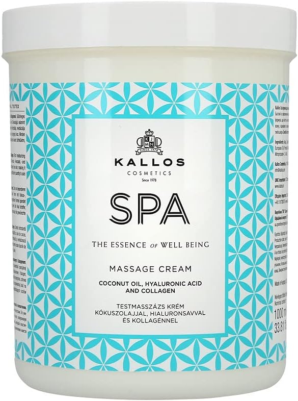 Kallos Spa Masážní krém s kokosovým olejem, kyselinou hyaluronovou a kolagenem 1000 ml