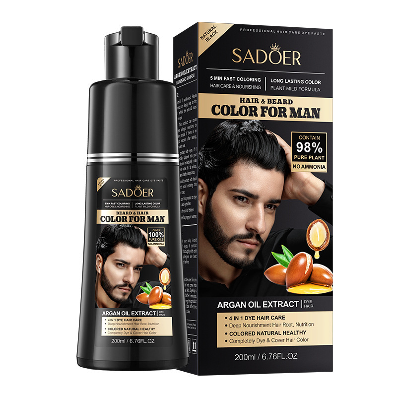 SADOER  tmavě hnědá, 4 v 1, barva na vlasy a vousy pro muže 200 ml