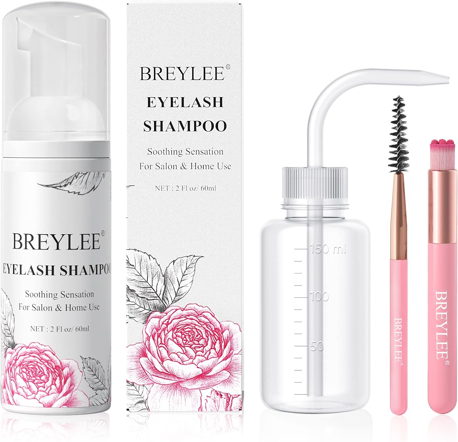 BREYLEE Šampon na řasy BREYLEE, 60 ml + oplachovací lahvička + kartáček + štěteček