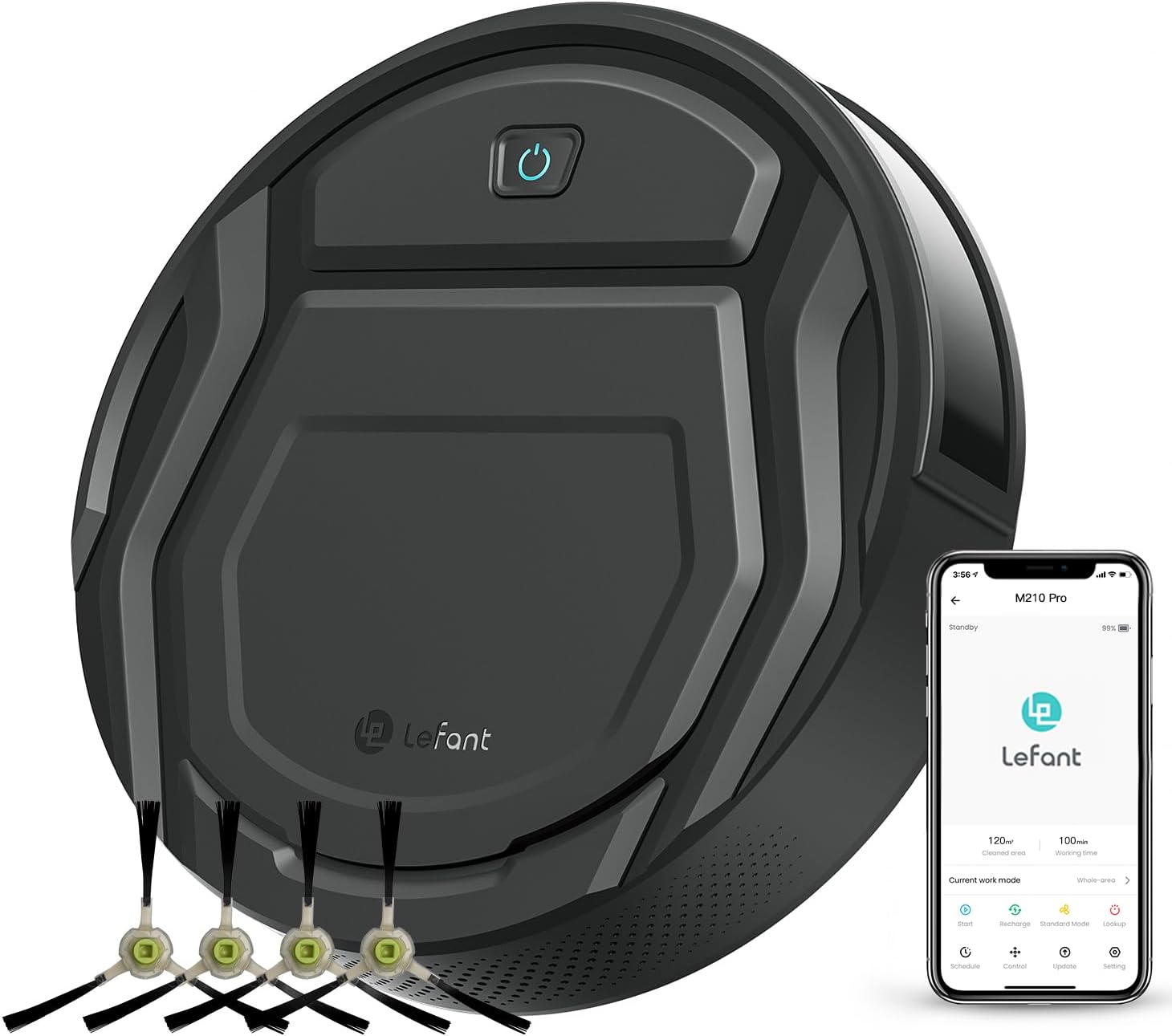 LEFANT M210 Robotický vysavač SILNÝ 2200Pa Wi-Fi App 7,8 cm Auto Nabíjení-Rozbalené