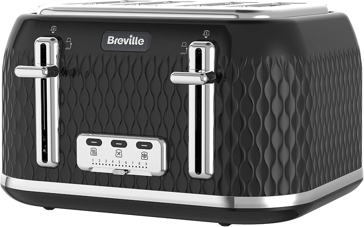 Breville Curve Topinkovač na 4 plátky Černá a chromovaná (UK Zásuvka)-Rozbalené