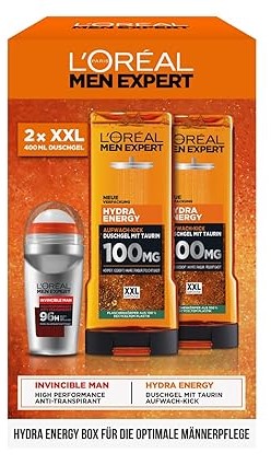 L'Oréal Men Expert, dárková sada se sprchovým gelem XXL a roll-on deodorantem, 2 x 400 ml, 1 x 50 ml
