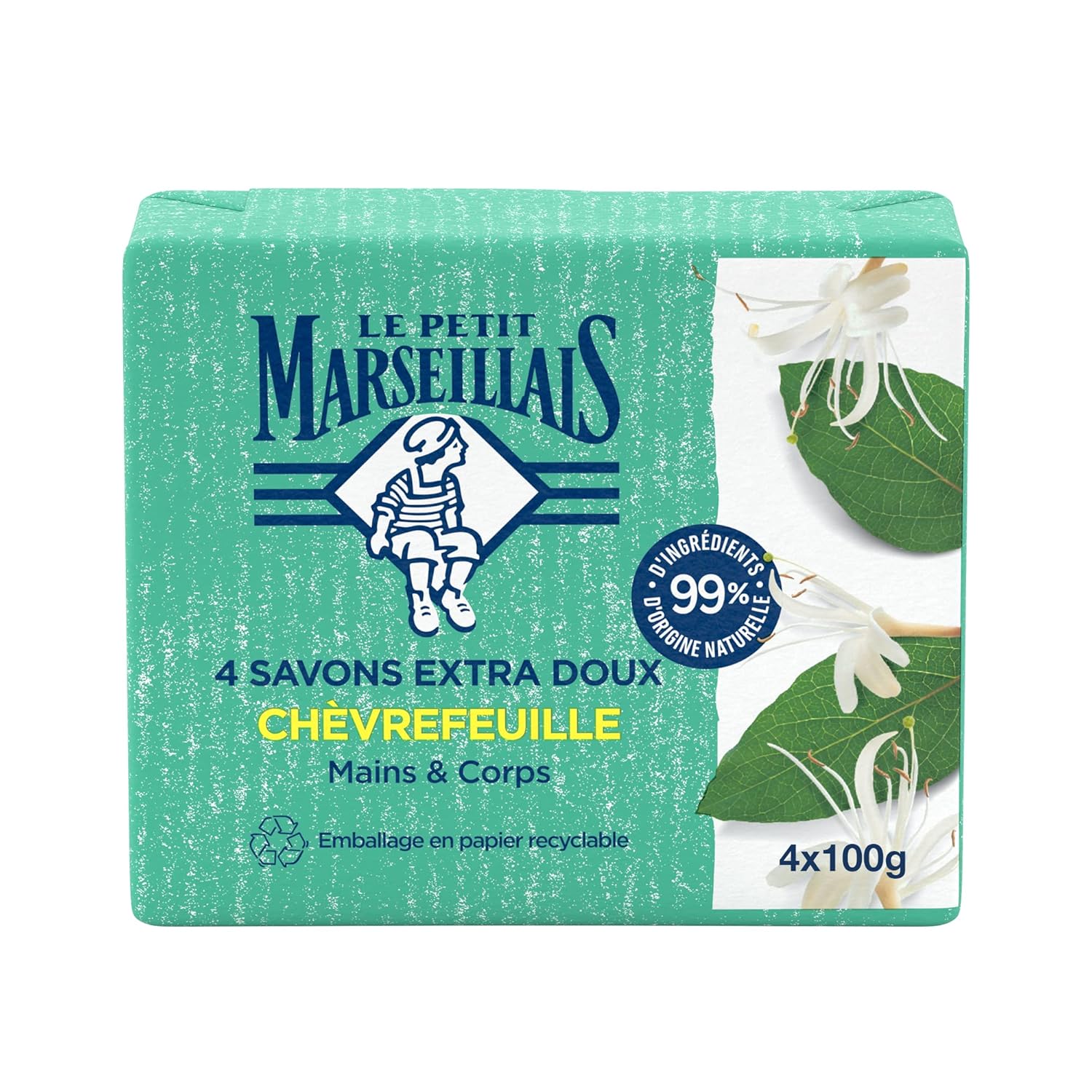Le Petit Marseillais Extra jemné mýdlo s vůní zimolezu 4 x 100g