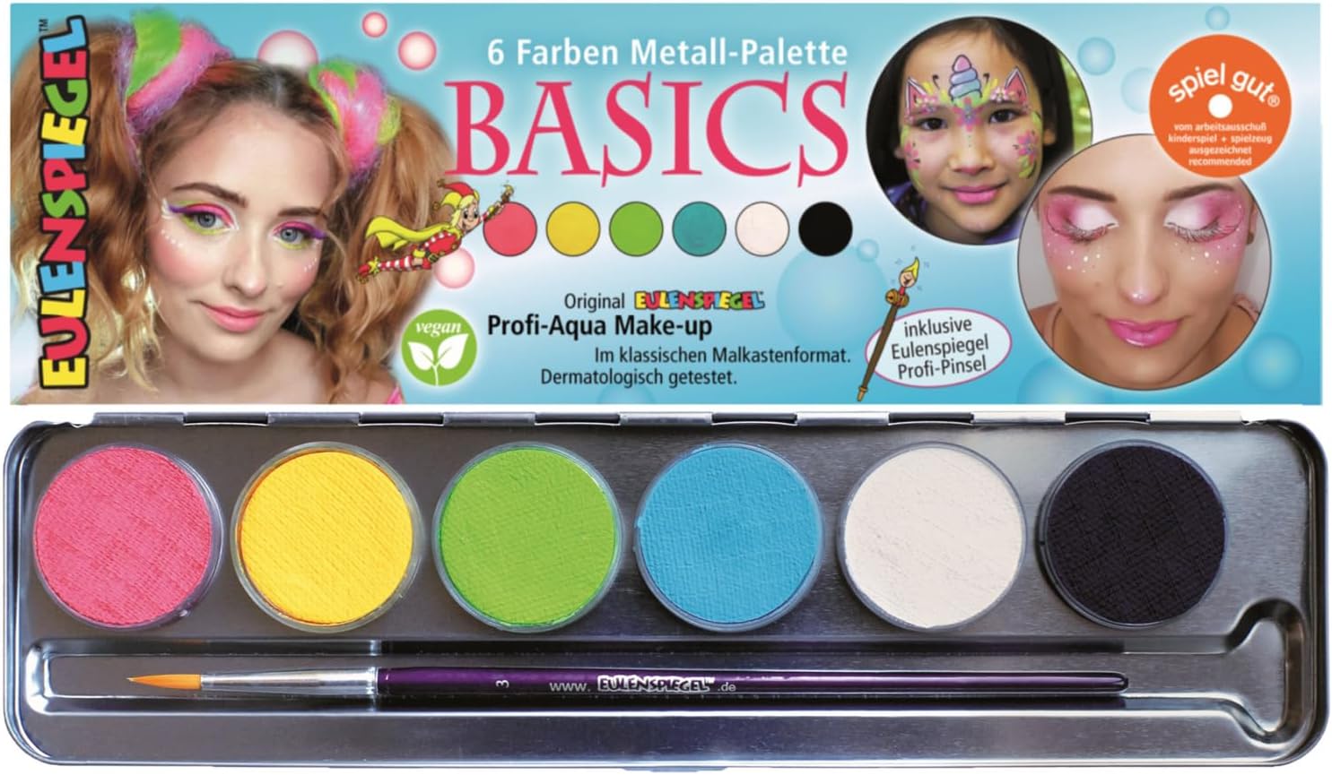 Eulenspiegel 206218 - Paleta na líčení Basics, 6 barev, 1 štětec
