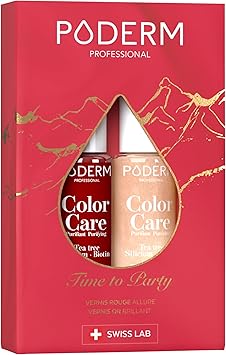 Dárková sada na nehty PODERM Time to Party | 2 laky na nehty obohacené o čajovník 2x8ml