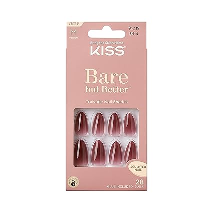 KISS Bare-But-Better Press On Nails středně dlouhé mandlové tvary - 28 umělých nehtů