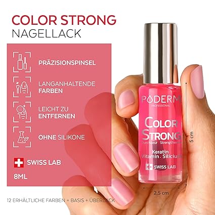 PODERM Lak COLOR STRONG na nehty s biotinem, křemíkem a keratinem  Gloss Shine 8ml