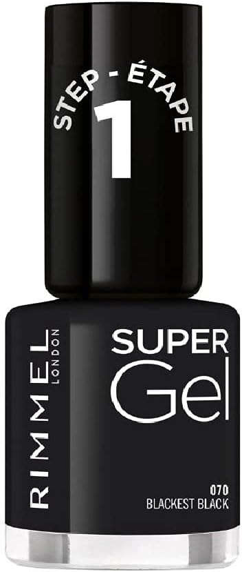 RIMMEL Super Gel Nail Polish – odstín 070 Black Obsession, 12 ml