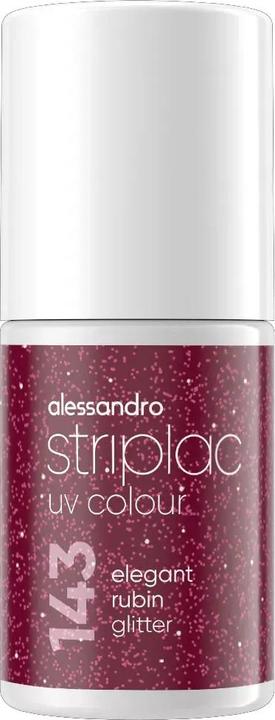 Alessandro Striplac UV Nail Polish – 143 Elegant Rubin Glitter, 6,5 ml