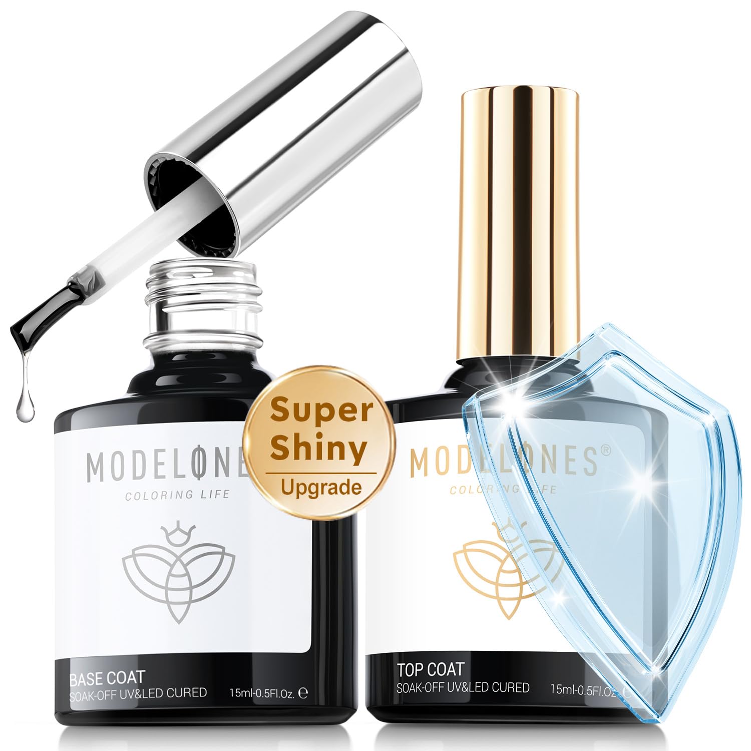 Modelones podkladový lak (Base Coat) a vrchní lak (Top Coat) – sada 2 × 10 ml