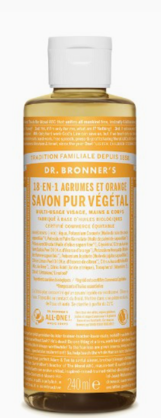Levně Dr. Bronner's Dr. Bronner’s 18‑in‑1 Čistě rostlinné mýdlo 240ml