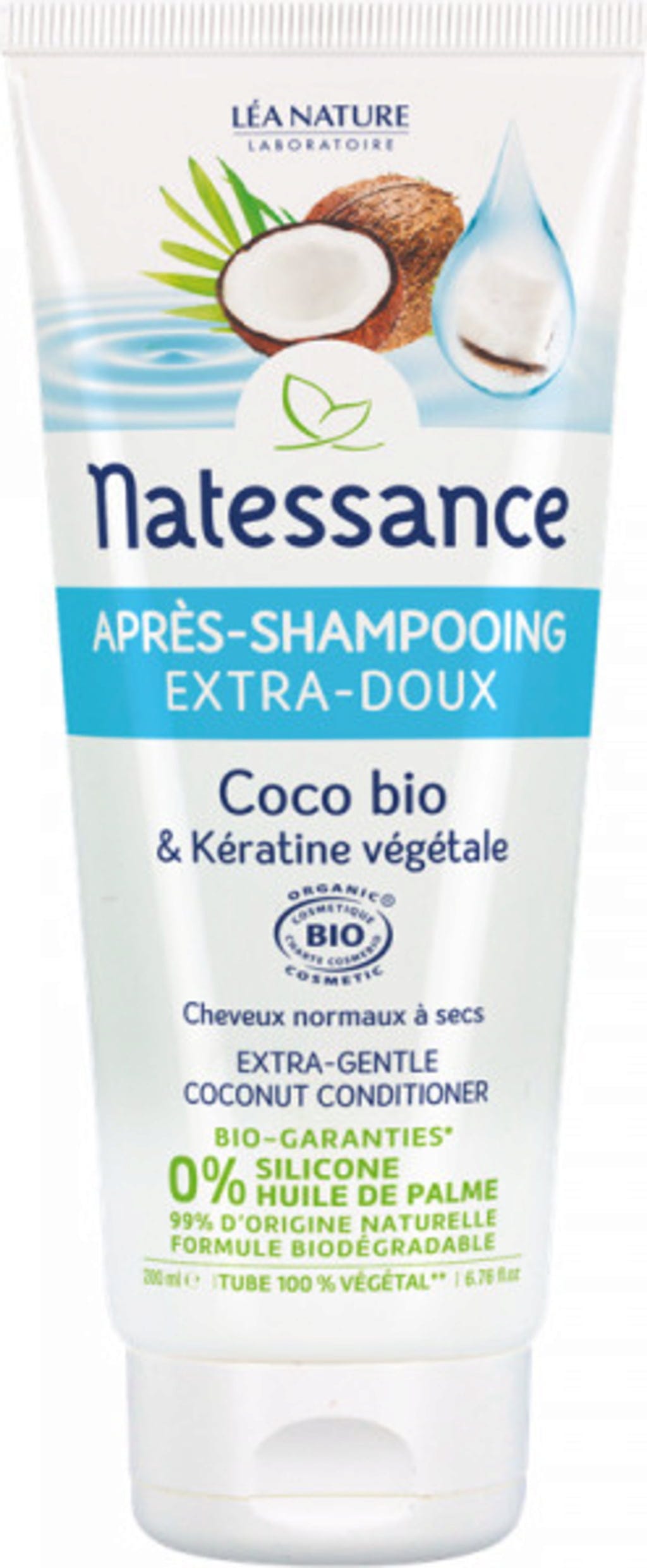 Natessance Extra jemný BIO kondicionér s kokosem a rostlinným keratinem, 200 ml