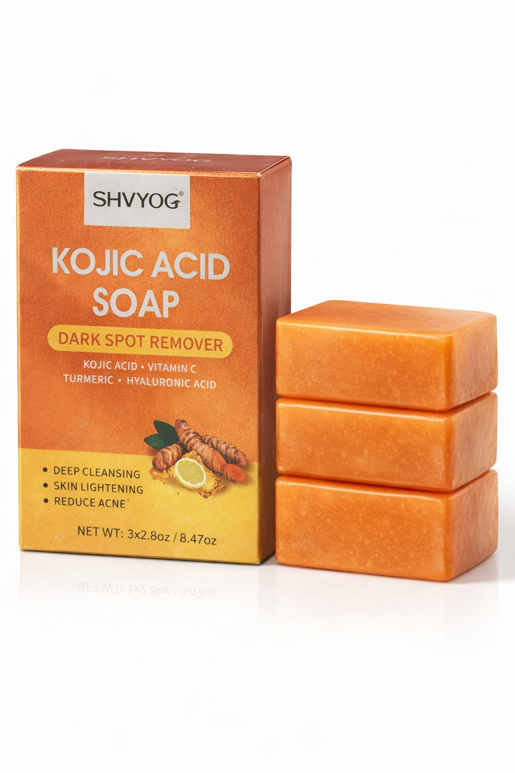 SHVYOG Kojic Acid Soap – Rozjasňující mýdlo proti pigmentovým skvrnám (3 ks)