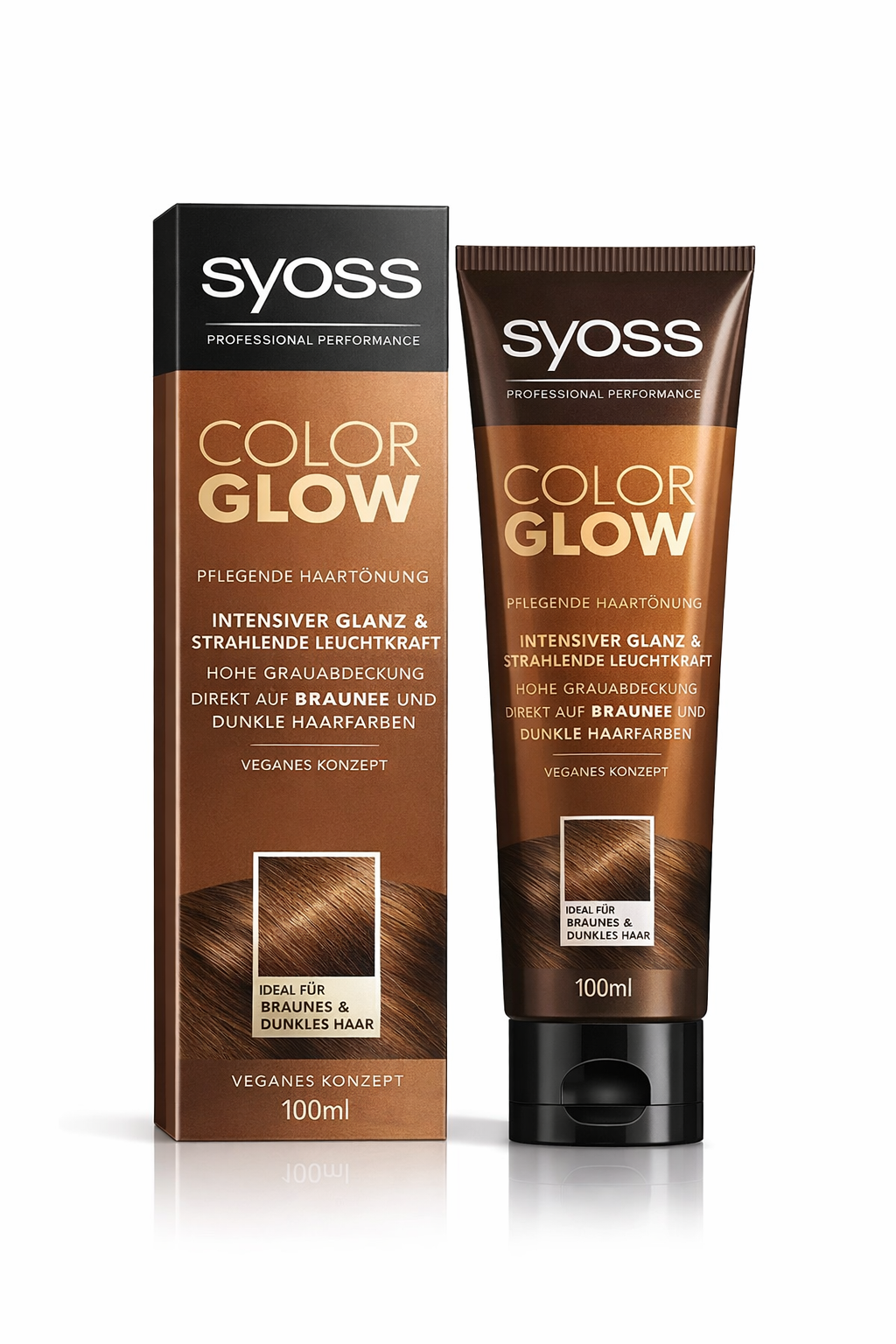 SYOSS Color Glow – Pečující tónovací kúra pro hnědé vlasy (100 ml)