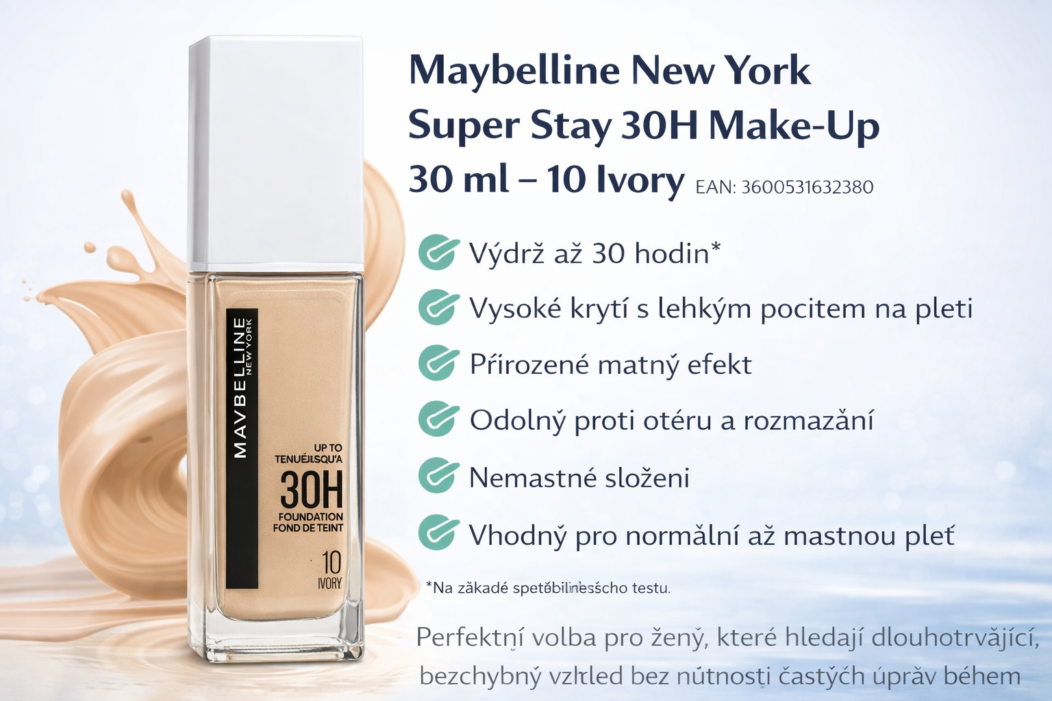 Maybelline New York Super Stay 30H Make-Up 30 ml – 10 Ivory
