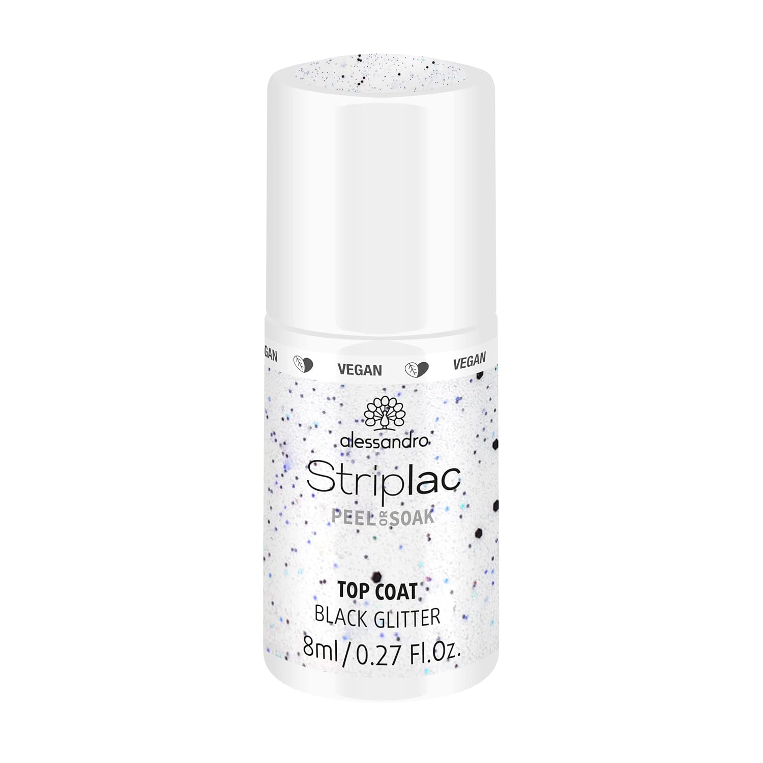 Alessandro Striplac Peel or Soak Top Coat Black Glitter 8 ml