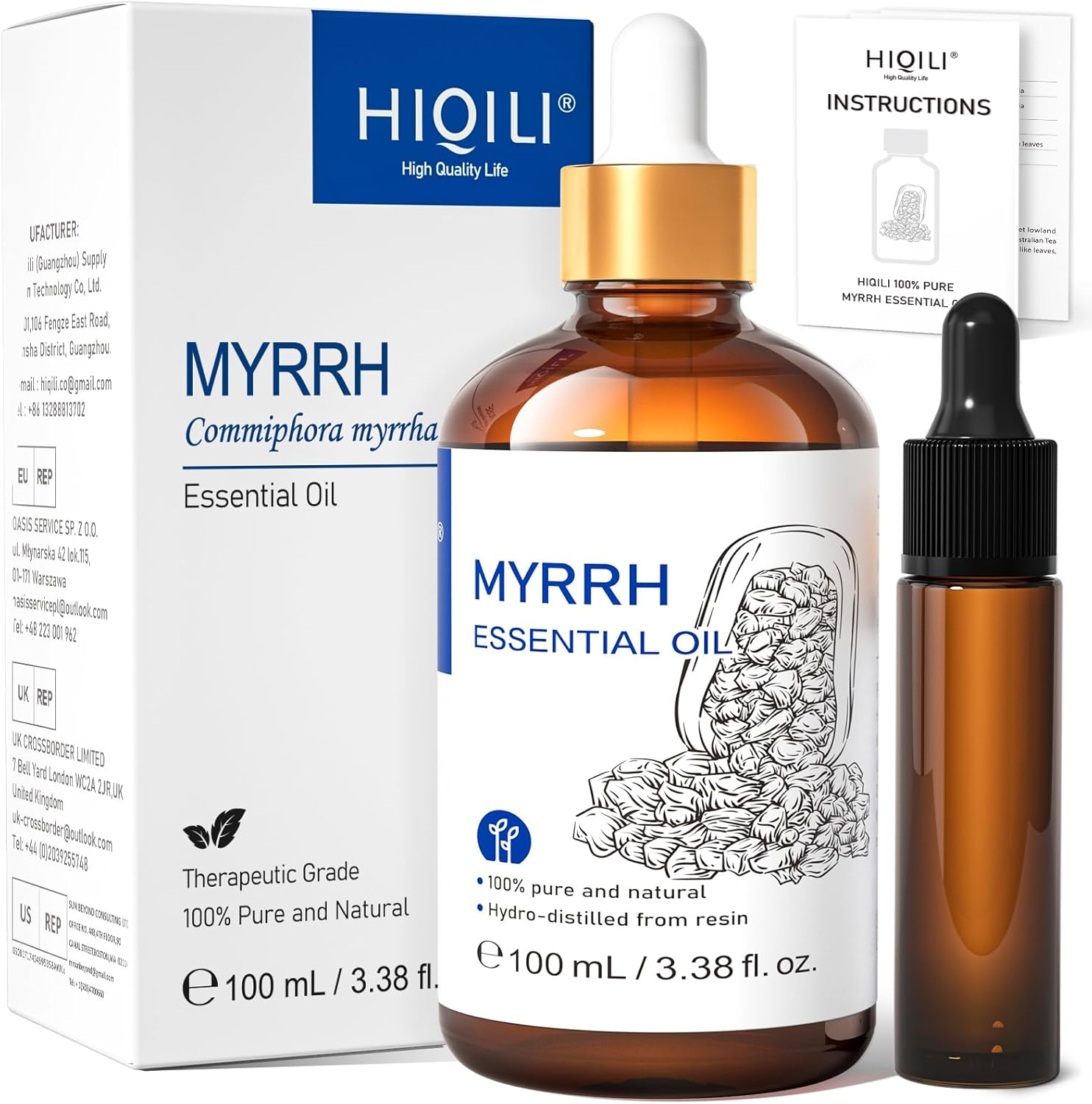HIQILI Esenciální olej z myrhy pro pokožku 100 ml
