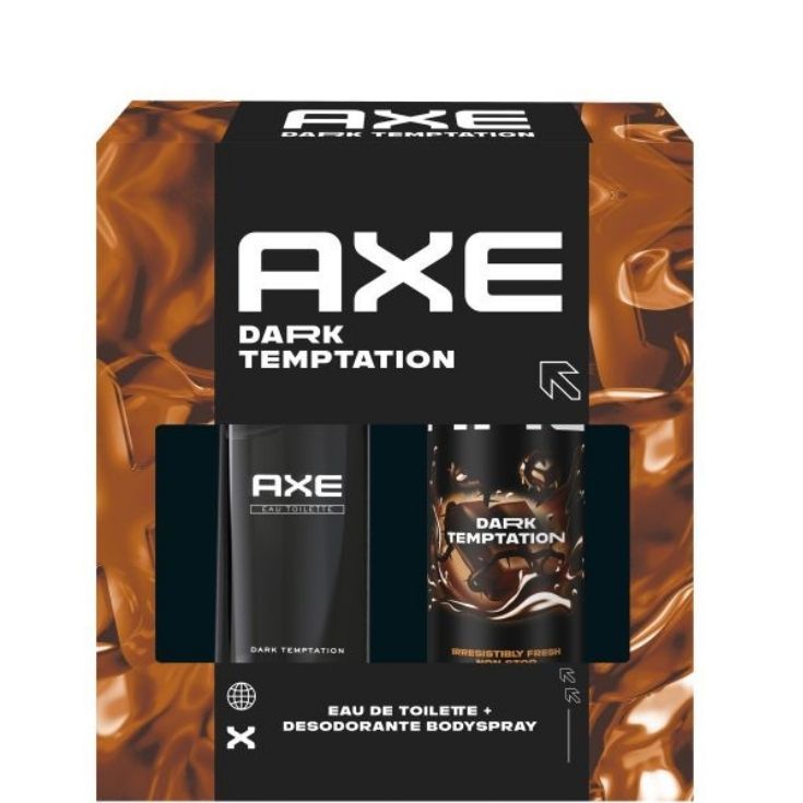 Dárková sada Axe Dark Temptation Toaletní voda 75 ml + Deodorant ve spreji 150 ml-poškozená krabice
