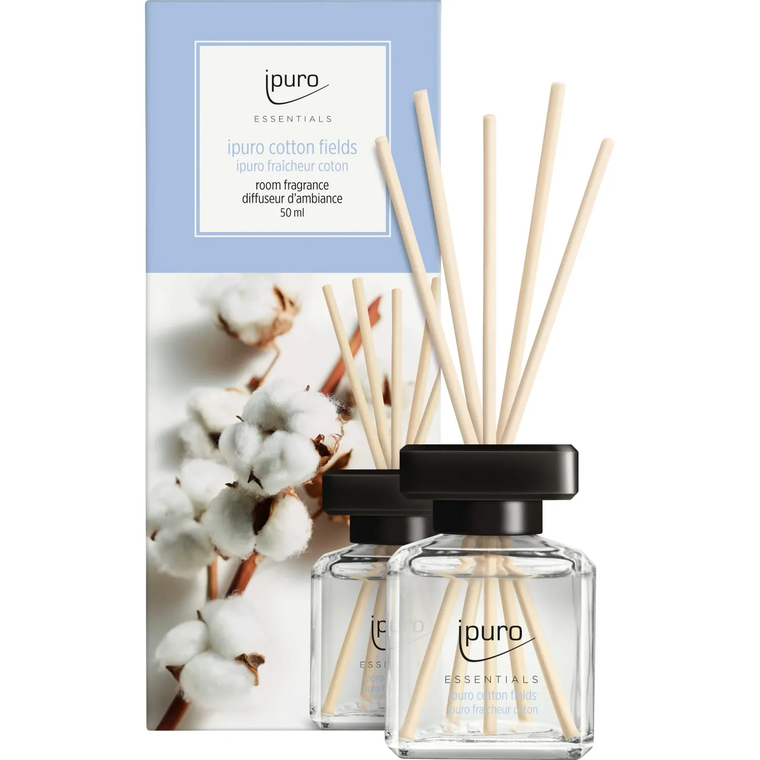 Levně Ipuro Essentials Cotton Fields – aroma difuzér s tyčinkami 50 ml